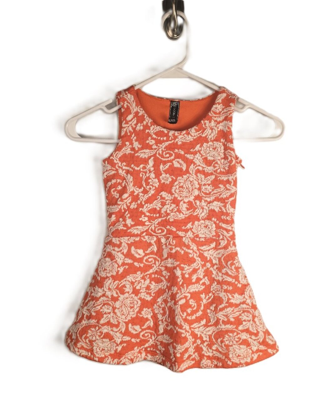 Poof Girl Sleeveless Skater Dress Girls Size 5-6 Orange Floral Side Zipper Lined